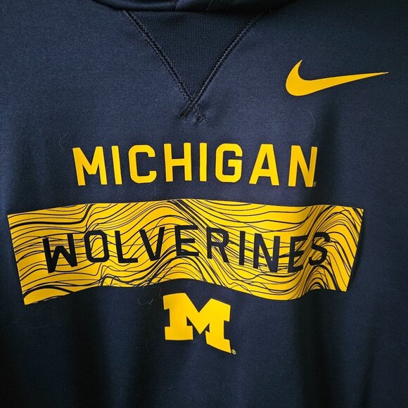 Nike University of Michigan Wolverines Hoodie Large Blue Yellow Polyester Size L - Picture 6 of 15